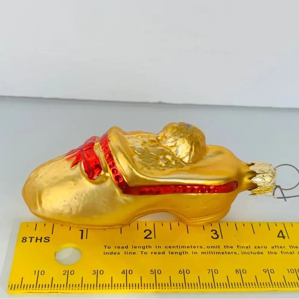Vintage Christborn Glass Cat Shoe Ornament